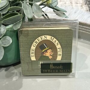 Green Man Pub HARRODS Knightsbridge Set‎ Of 10 Cardboard Coasters NIB